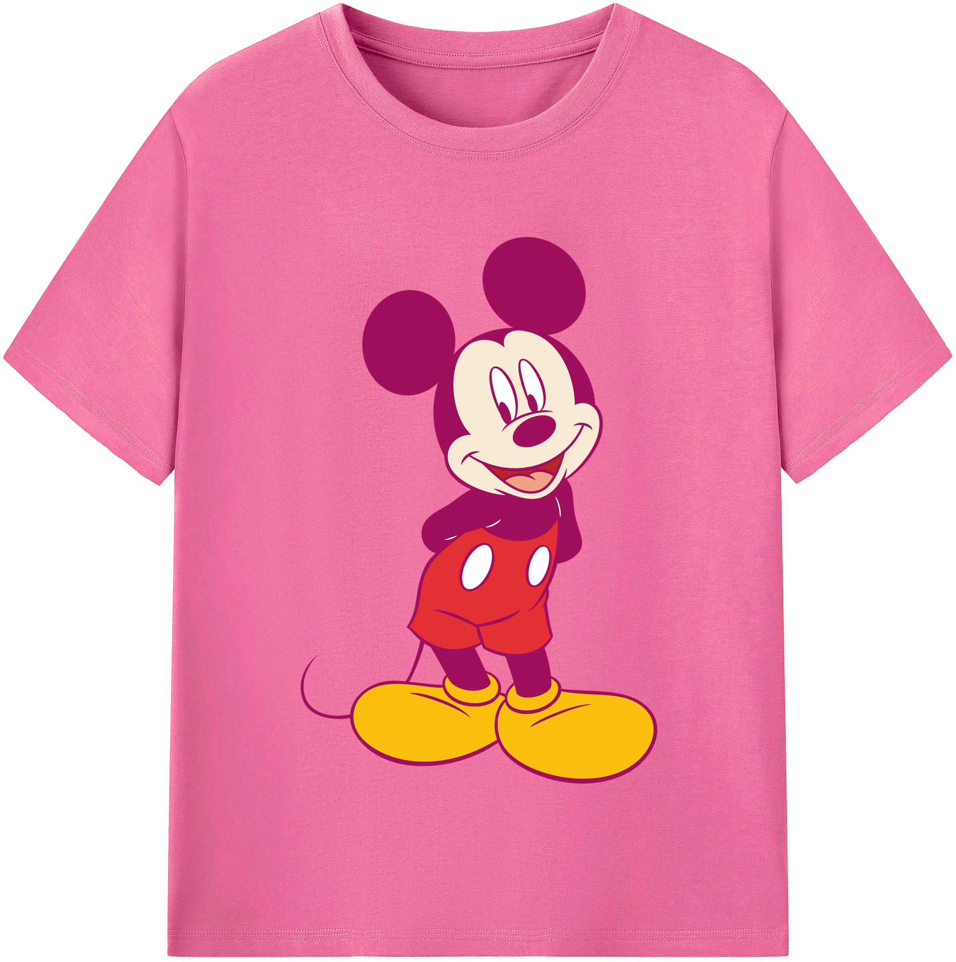 （画像用） ミッキーマウス Mickey Mouse レディースカジュアルプリントTシャツ（綿100％）